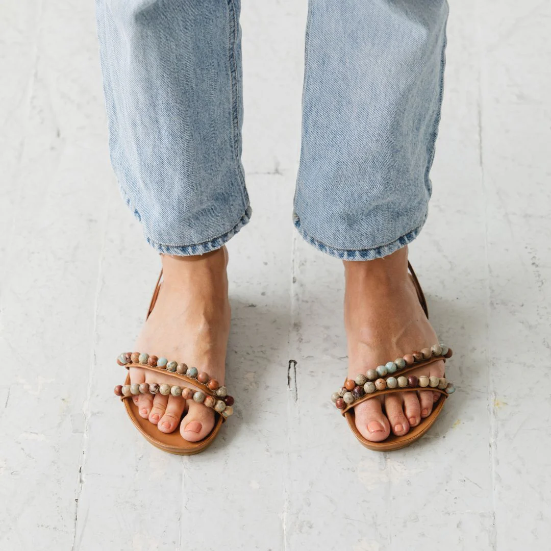 Beaded Footbed Sandal [Jasper] - Image 4