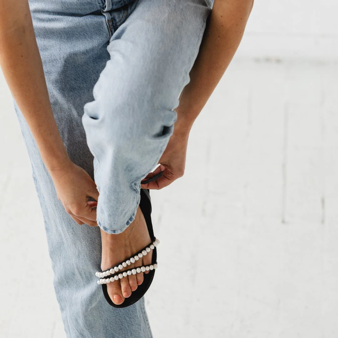 Beaded Footbed Sandal [Pearl] - Image 4
